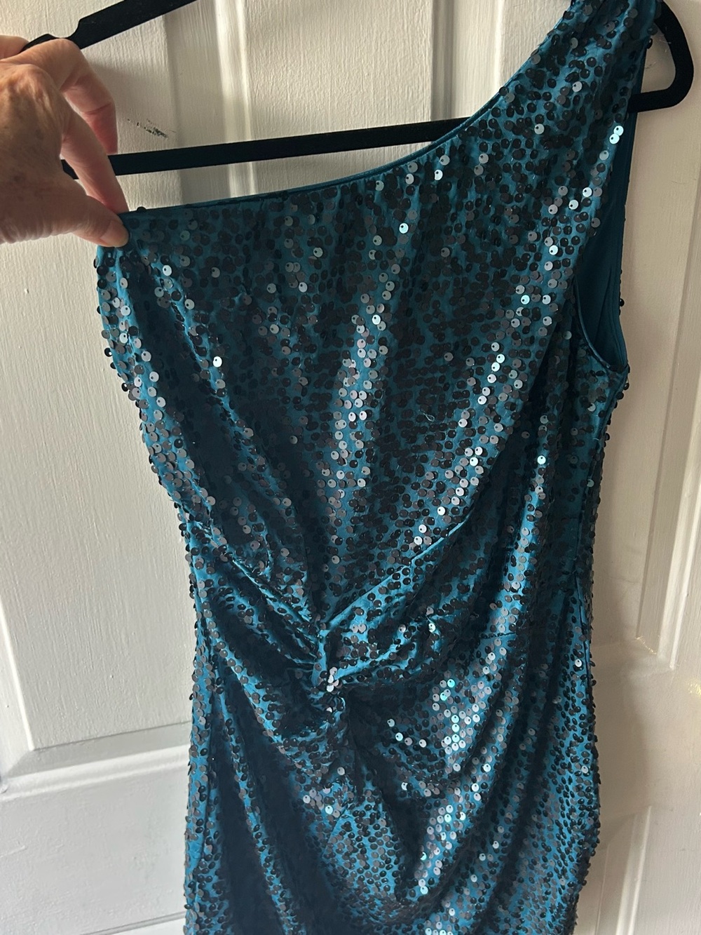 Lily Rose Teal Sequin One-Shoulder Dress